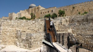 موقع الحفريات "عوفل" مباشرة جنوب الحرم القدسي، 21 يونيو 2011 (Israel Antiquities Authority /Flash90)