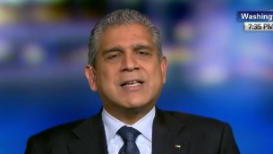 المندوب الفلسطيني السابق في واشنطن معن عريقات (screen capture: YouTube/CNN)