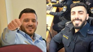 الضابط كامل شنان، يسار، والضابط هايل سيتاوي، يمين، ضباط الشرطة الذين قتلوا في الهجوم بالقرب من المسجد الأقصى في القدس في 14 يوليو 2017. (Israel Police)