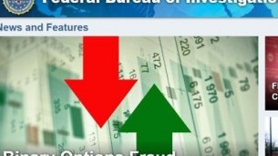 شركات الخيارات الثنائية الاحتيالية تتصدر الموقع الإلكتروني لمكتب التحقيقات الفدرالي (اف بي آي) في 15 مارس، 2017. (Screenshot: FBI) 