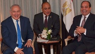 رئيس الوزراء بنيامين نتنياهو يلتقي بالرئيس المصري عبد الفتاح السيسي في نيويورك في 19 سبتمبر 2017. (Avi Ohayun)