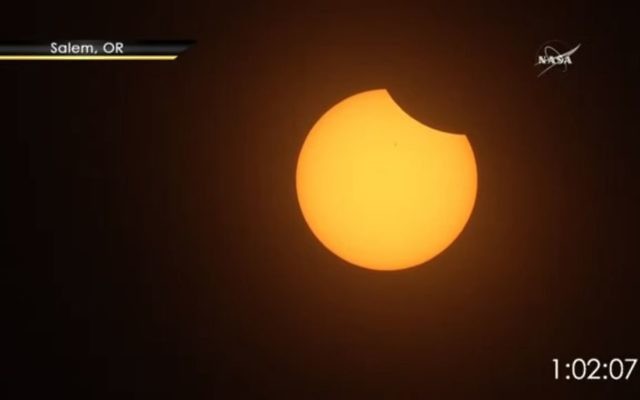 A view of a solar eclipse, August 21, 2017. (screen capture: NASA) A view of a solar eclipse, August 21, 2017. (screen capture: NASA)