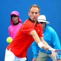 Israeli tennis player Dudi Sela in action at the Australian Open on January 19. Photo: Peter Haskin