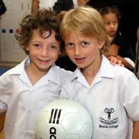 Bialik College, Grade 1. Brett Jacobs (left) and Nicolas Hershan. Photo: Peter Haskin
