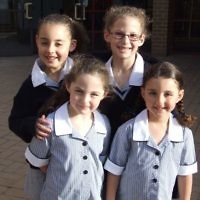 Mount Scopus College, Gandel Besen House. Halli Klinger, Jordan Kaplan (Year 2) with their sisters Ashleigh Kaplan and Jazlyn Klinger (prep).