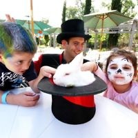 Jewish Care Family Fun Day at Bialik College. From left: Jack Davis, Luigi Zucchini, Mye Cohen. Photo: Peter Haskin