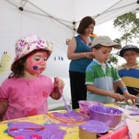 Jewish Care Family Fun Day at Bialik College. From left: Tori Balter, Marcus and Sam Nadler. Photo: Peter Haskin