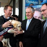 29-7-10. Campaign launch for Melbourne Ports Liberal candidate Kevin Ekendahl. Malcolm Turnbull (middle), Kevin Ekendahl.