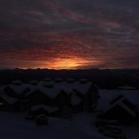 Andrew Klein entered this photo of sunrise over the snow-covered rooftops over Big White ski resort in British Columbia, Canada in January 2011.