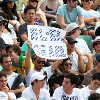 Australian Open 2011. Israeli fans in the crowd. Photo: Peter Haskin