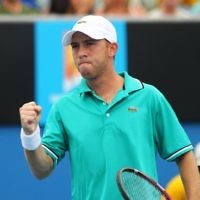 Australian Open 2011. Dudi Sela in first round action against Del Potro. Photo: Peter Haskin