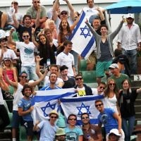 Australian Open 2011. Israeli fans with  flags. Photo: Peter Haskin