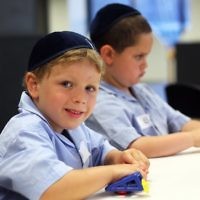 First day of school 2011. Gandel Besen House. Travis Smithson (left), Ethan Belnik. Photo: Peter Haskin