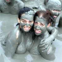 Rebecca Shonberg of McKinnon, Victoria, is pictured with Judy Hollander in the Tutumo mud volcano in Cartagena, Colombia in October 2010. Rebecca Shonberg of McKinnon, Victoria, is pictured with Judy Hollander in the Tutumo mud volcano in Cartagena, Colombia in October 2010.
