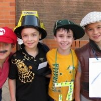 Purim 2011. Mount Scopus, FKI Year 2. From left: Reuben Zajac, Joshua Kronberg, Jack Pook, Jesse Ehrlich.
