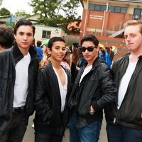Purim  2011. Leibler Yavneh College. Levi Pilcer, Eli Lipshatz, Eli Leibler and Ari Wenig. Photo: Dean Schmideg