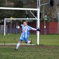 24-7-11. North Caulfield Maccabi v Nunawading City. Gooooooaaaaallll !!!!! Photo: Peter Haskin