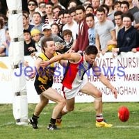 17-9-11. AJAX  defeats Werribee in the C Section grand final at Trevor Barker Oval, Sandringham. Michael Ritterman Medal winner, Eugene Routman. Photo: Peter Haskin