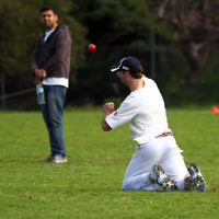 9-10-11. Maccabi Cricket v RMIT. David Fayman fires in a return. Photo: Peter Haskin 9-10-11. Maccabi Cricket v RMIT. David Fayman fires in a return. Photo: Peter Haskin