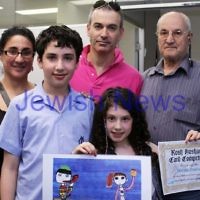 27-10-2011. Rosh Hashanah card competition finalists 2011. Michelle Schwarz, Raphael Danos, Tony Danos, Marnie Danos, Claude Schwarz. Photo: Lochlan Tangas