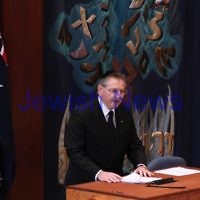 13-12-11. Memeorial service for former Australian Governer General, Sir Zelman Cowen. Held at Temple Beth Israel, Alma Rd., East St Kilda. Steven Skala. Photo copyright: AJN/Peter Haskin.