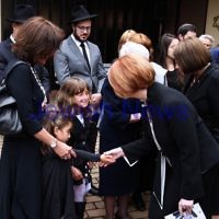 13-12-11. Memeorial service for former Australian Governer General, Sir Zelman Cowen. Held at Temple Beth Israel, Alma Rd., East St Kilda. Prime Minister Julia Gillard meets two of Sir Zelman's grand children. Photo copyright: AJN/Peter Haskin.
