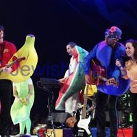 2-12-11. The Wiggles. Tammy Cohen on stage with the Wiggles at the Flemington racecourse in Melbourne singing "Fruit Salad". Tammy won a competition to be the 5th Wiggle. Photo: Peter Haskin