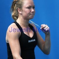 Australian Open 2012. Womens Qualifying round 1.  Julia Glushko from Israel during her 2 sets to 1 win over Japan's Rika Fujiwara. Photo: Peter Haskin
