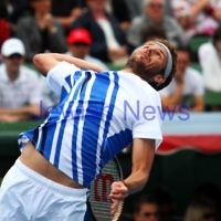 14-1-12.AAMI Classic at Kooyong. Mens final, Mardy Fish v Bernard Tomic. Photo: Peter Haskin