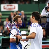 14-1-12.AAMI Classic at Kooyong. Mens final, Mardy Fish v Bernard Tomic. Photo: Peter Haskin