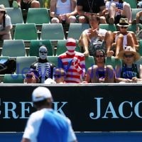 Australian Open Tennis 2012. Mens first round. Mardy Fish (USA) v Gilles Muller (LUX). Photo: Peter Haskin