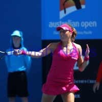 17-1-12. Australian Open 2012. Womens Round 1. Shahar Peer v Isabella Holland. Photo: Peter Haskin