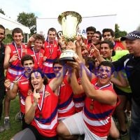 25-3-12. Unity Cup 2012. MUJU Celebrating their  Grand Final victoey over the Southern Dragons. Photo: Peter Haskin