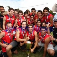 25-3-12. Unity Cup 2012. MUJU Celebrating their  Grand Final victoey over the Southern Dragons. Photo: Peter Haskin