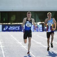 15-4-12. Athletics Australia Nationals at Lakeside Stadium Albert Park. Steve Soloman, defending national 400m champion. Photo: Peter Haskin
