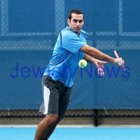 Maccabi Tennis pennent . 26-5-12. Asaf Nagar. Photo: Peter Haskin
