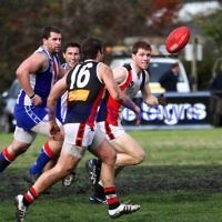 AJAX v Oakleigh. 26-5-12. Jake Lew about to receive posession. Photo: Peter Haskin