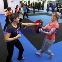 11-6-12. Krav Maga instructor Melinda Slonim  taking a women's session. Photo: Peter Haskin