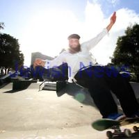 6-6-12. Rabbi and avid skate boader Dovid Tsap taking time out to practice a few moves at the Prahran skate park in Melbourne. Photo: Peter Haskin 6-6-12. Rabbi and avid skate boader Dovid Tsap taking time out to practice a few moves at the Prahran skate park in Melbourne. Photo: Peter Haskin
