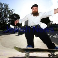 6-6-12. Rabbi and avid skate boader Dovid Tsap taking time out to practice a few moves at the Prahran skate park in Melbourne. Photo: Peter Haskin 6-6-12. Rabbi and avid skate boader Dovid Tsap taking time out to practice a few moves at the Prahran skate park in Melbourne. Photo: Peter Haskin