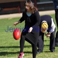 On Friday morning 15/6/2012 AJAX Football Club, represented by Warren Steinberg and Luke Jankie, responded to an invitation by Josh, one of the Access Inc. adults, to conduct a footy clinic at Caulfield Park. There were 10 Access adults with disabilities who walked with Luke and Wazza to Caulfield Park for a training session of kicking, marking, handballing and generally having fun outdoors with a footy.  Photo: Peter Haskin