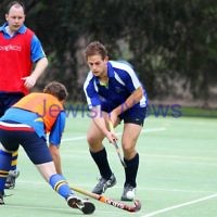 26-8-12. Maccabi Hockey Club senior men defeated Old Carey 6-4 at Albert Park. Photo: Peter Haskin