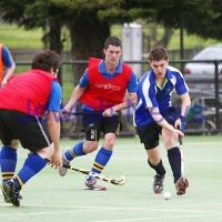 26-8-12. Maccabi Hockey Club senior men defeated Old Carey 6-4 at Albert Park. Photo: Peter Haskin