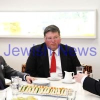 31-8-12. Victorian Govenor General, Alex Chernov visits Bialik College, Melbourne. Pictured with school preseident Graham Goldsmith (centre) and acting principal Gary Vellerman (right). Photo: Peter Haskin