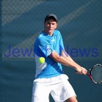 30-9-12. Victorian Jewish Tennis Championships. Paul Arber def Luke Goldberg, 6 - 1, 6 - 3. Luke Go;dberg. Photo: Peter Haskin
