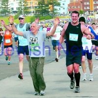 At Sydney's annual City2Surf race it wouldn't be complete without some Jewish athletic prowess, including that of Ben Friedman (pictured centre). Photo: Ingrid Shakenovsky
