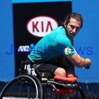 Australian Open 2013. Qtr finals, mens wheelchair.  Adam Kellerman (AUS) lost to Stefan Olsson (SWE) 6-4 6-3.  Photo: Peter Haskin