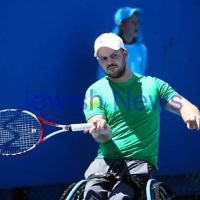 Australian Open 2013. Qtr finals, mens wheelchair.  Adam Kellerman (AUS) lost to Stefan Olsson (SWE) 6-4 6-3.  Olsson.  Photo: Peter Haskin