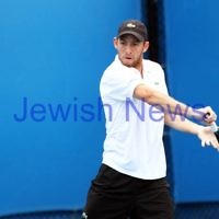 9-1-13. Australian Open Qualifiers. Dudi Sela def Sergio Gutierrez-Ferrol. 6-4, 4-1 (ret). Photo: Peter Haskin