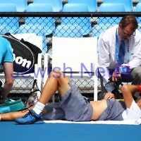 9-1-13. Australian Open Qualifiers. Dudi Sela def Sergio Gutierrez-Ferrol. 6-4, 4-1 (ret). Photo: Peter Haskin